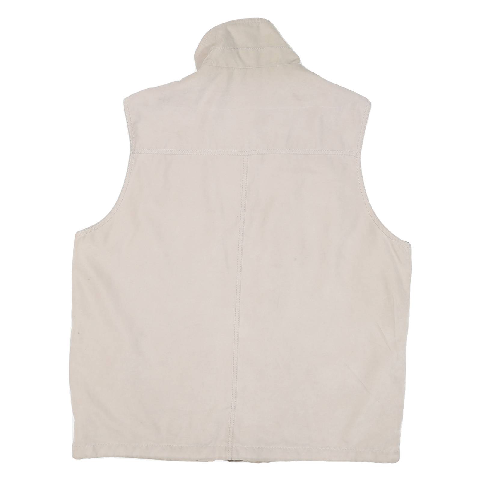 MODE MILLE Mens Beige Outdoor Jacket L Cotton Blend Woven Plain Zip Utility Vest