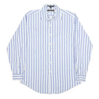 TOMMY HILFIGER Mens Blue & White Striped Shirt M Button Down Long Sleeve Cotton