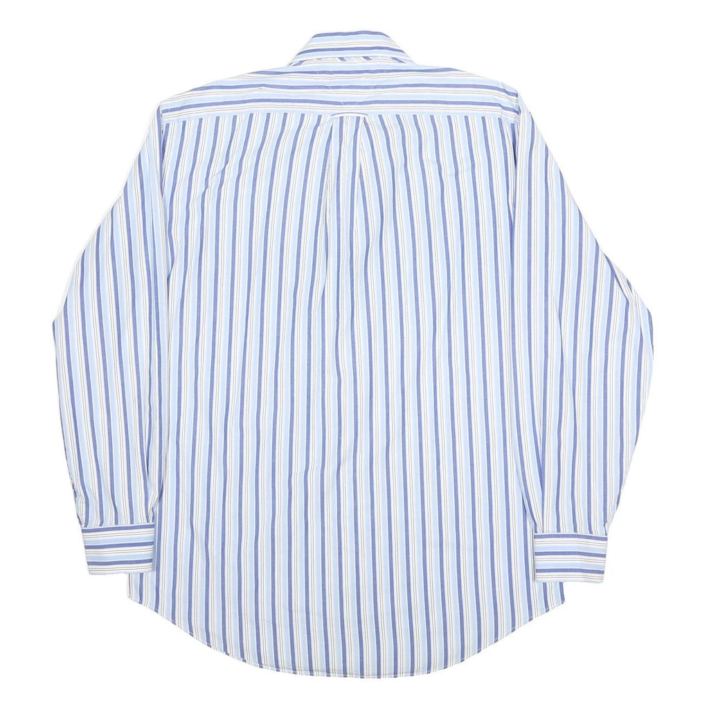 TOMMY HILFIGER Mens Blue & White Striped Shirt M Button Down Long Sleeve Cotton