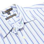 TOMMY HILFIGER Mens Blue & White Striped Shirt M Button Down Long Sleeve Cotton