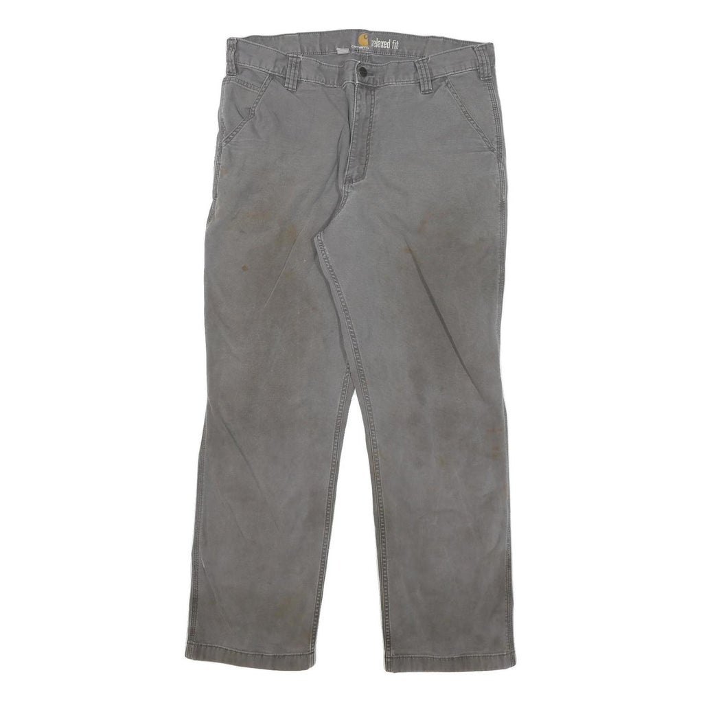 CARHARTT Mens Relaxed Fit Grey Cotton Blend Trousers W38 L32 Workwear Casual
