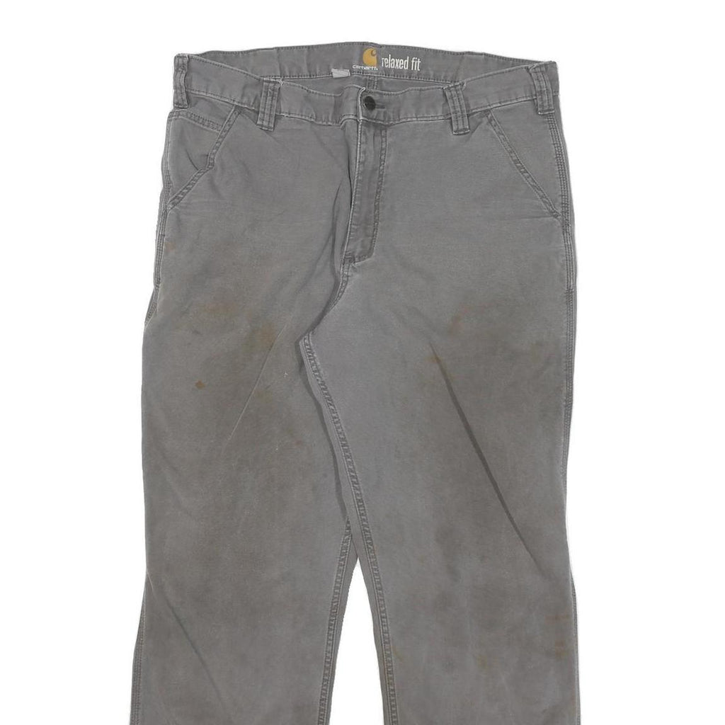CARHARTT Mens Relaxed Fit Grey Cotton Blend Trousers W38 L32 Workwear Casual