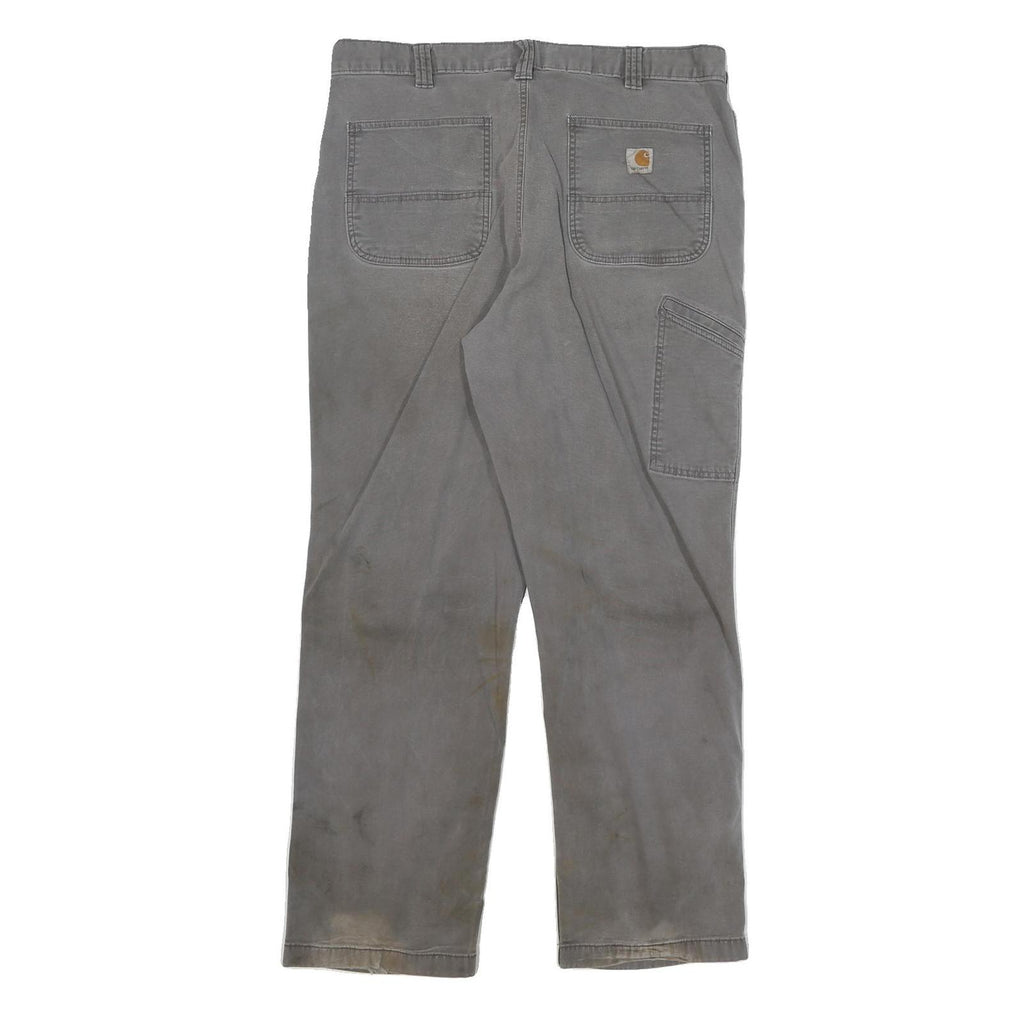 CARHARTT Mens Relaxed Fit Grey Cotton Blend Trousers W38 L32 Workwear Casual