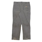 CARHARTT Mens Relaxed Fit Grey Cotton Blend Trousers W38 L32 Workwear Casual