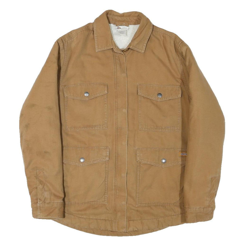 DICKIES Womens Beige Cotton Blend Zip Jacket S Plain Workwear Utility