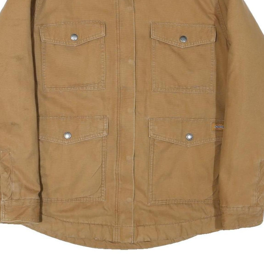 DICKIES Womens Beige Cotton Blend Zip Jacket S Plain Workwear Utility