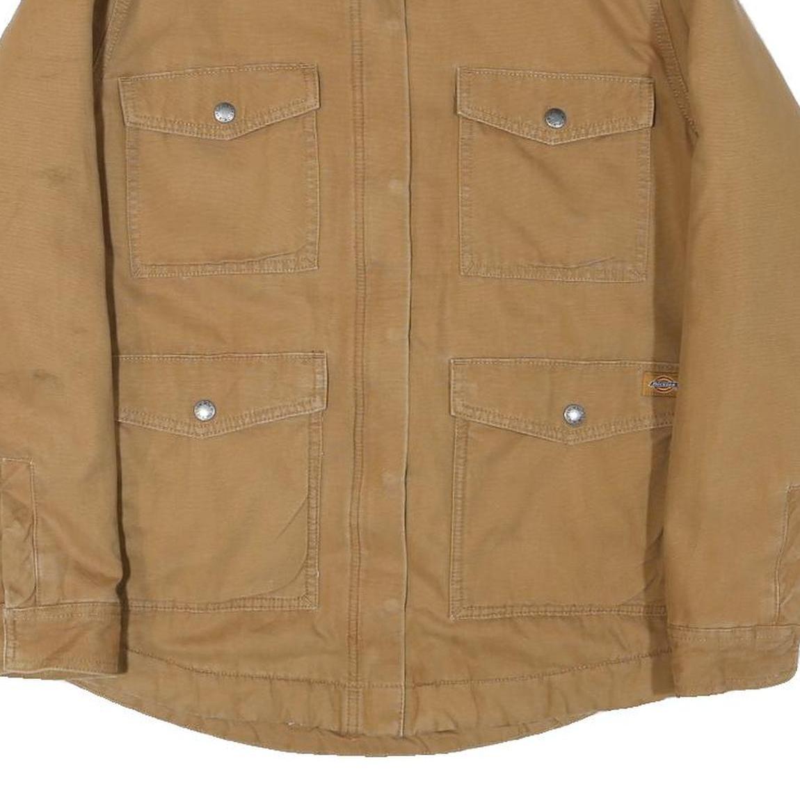 DICKIES Womens Beige Cotton Blend Zip Jacket S Plain Workwear Utility