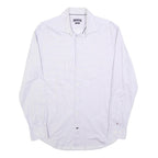 TOMMY HILFIGER Mens Blue & White Patterned Shirt M Cotton Blend Classic Fit