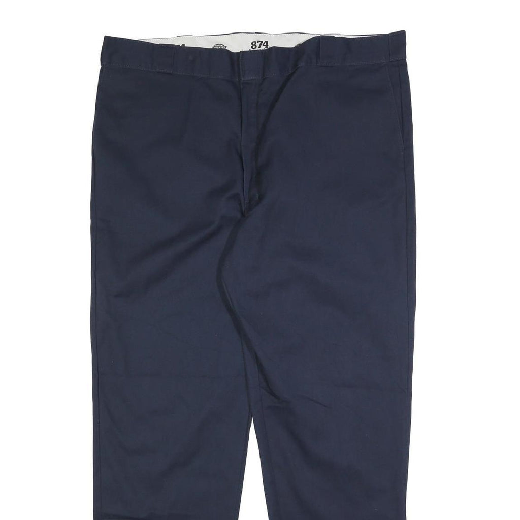 DICKIES Mens Cotton Blend Navy Regular Straight Trousers W44 L34 Workwear Zip