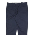 DICKIES Mens Cotton Blend Navy Regular Straight Trousers W44 L34 Workwear Zip