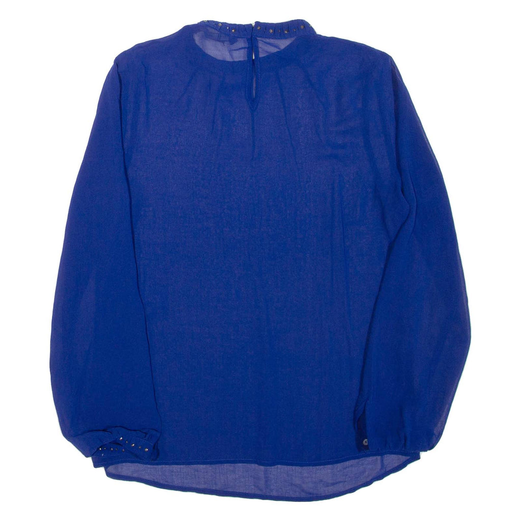 ZARA Sheer Womens Blouse Blue Long Sleeve S