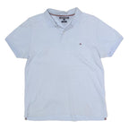 TOMMY HILFIGER Mens Blue Slim Fit Short Sleeve Plain Polo Shirt L