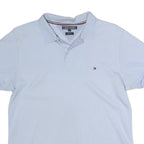 TOMMY HILFIGER Mens Blue Slim Fit Short Sleeve Plain Polo Shirt L