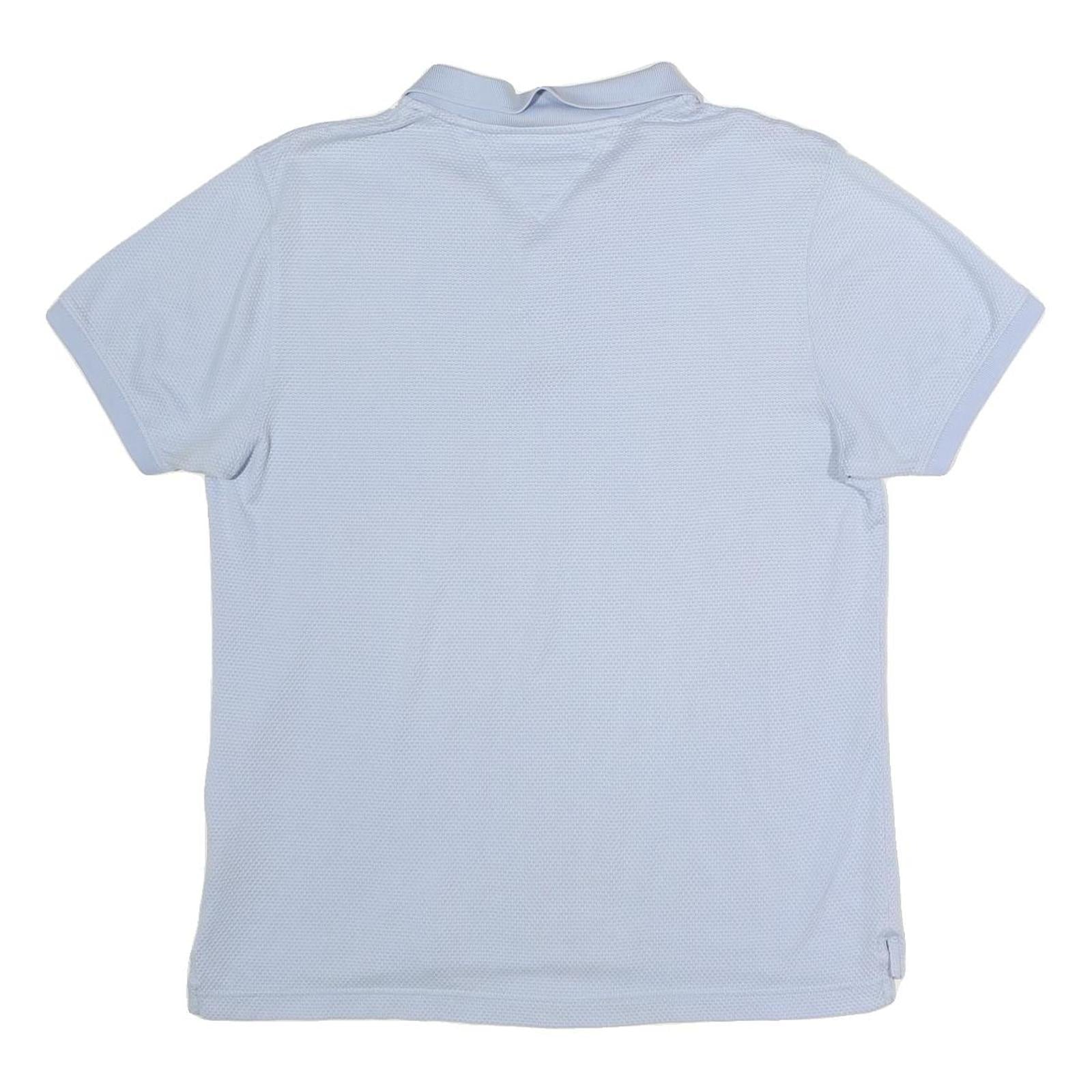 TOMMY HILFIGER Mens Blue Slim Fit Short Sleeve Plain Polo Shirt L