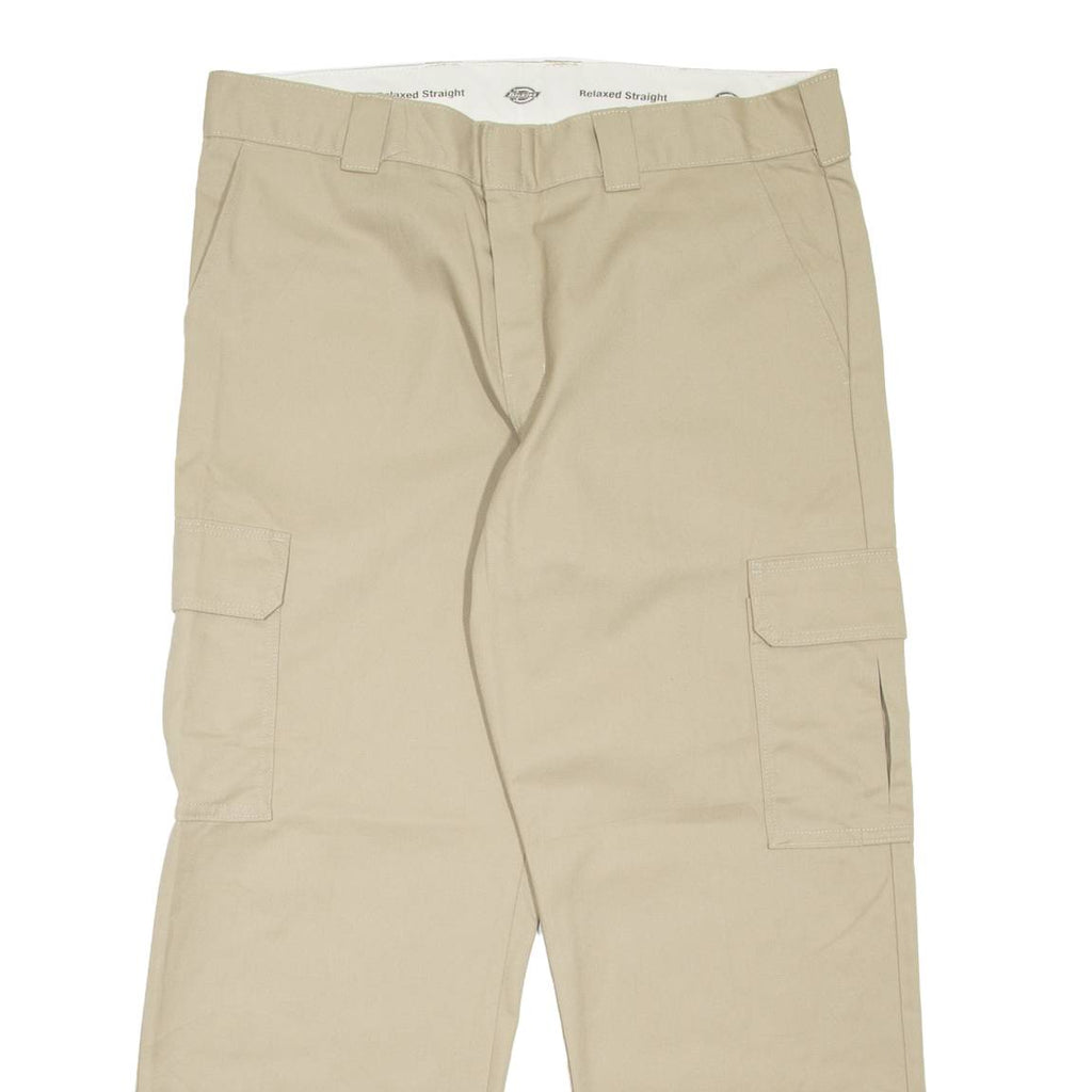 DICKIES Cargo Workwear Mens Trousers Beige Relaxed Straight W38 L30
