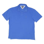 TOMMY HILFIGER Mens Blue Polo Shirt Short Sleeve Plain 2XL Cotton Blend