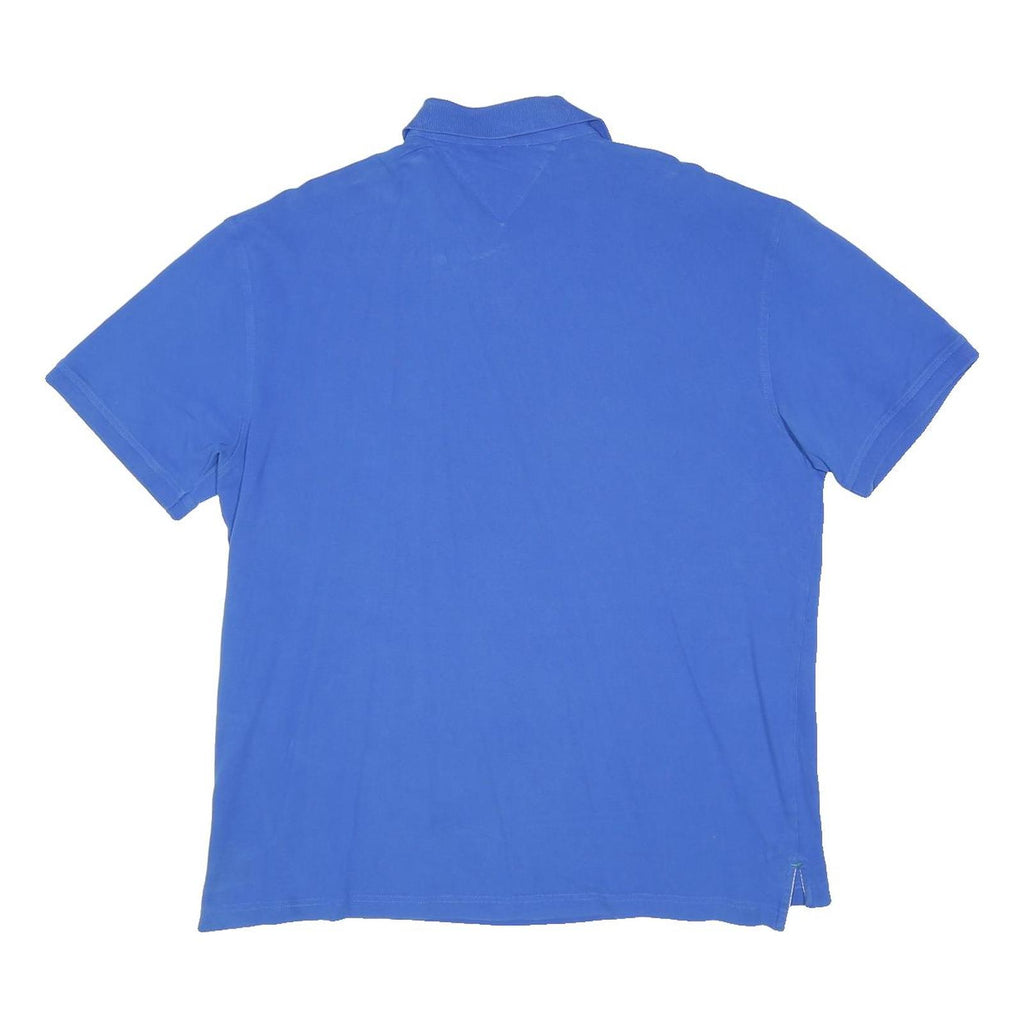 TOMMY HILFIGER Mens Blue Polo Shirt Short Sleeve Plain 2XL Cotton Blend