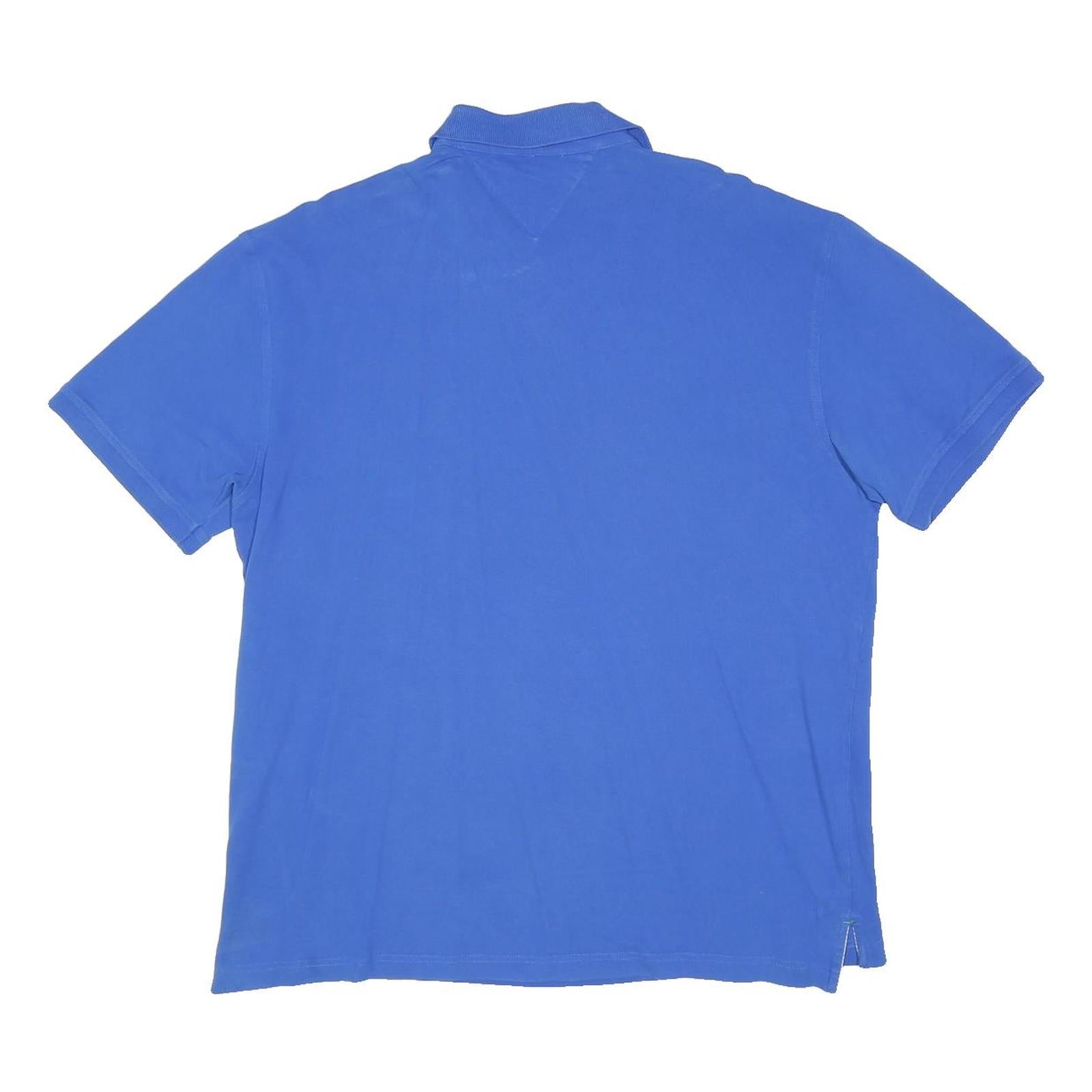 TOMMY HILFIGER Mens Blue Polo Shirt Short Sleeve Plain 2XL Cotton Blend