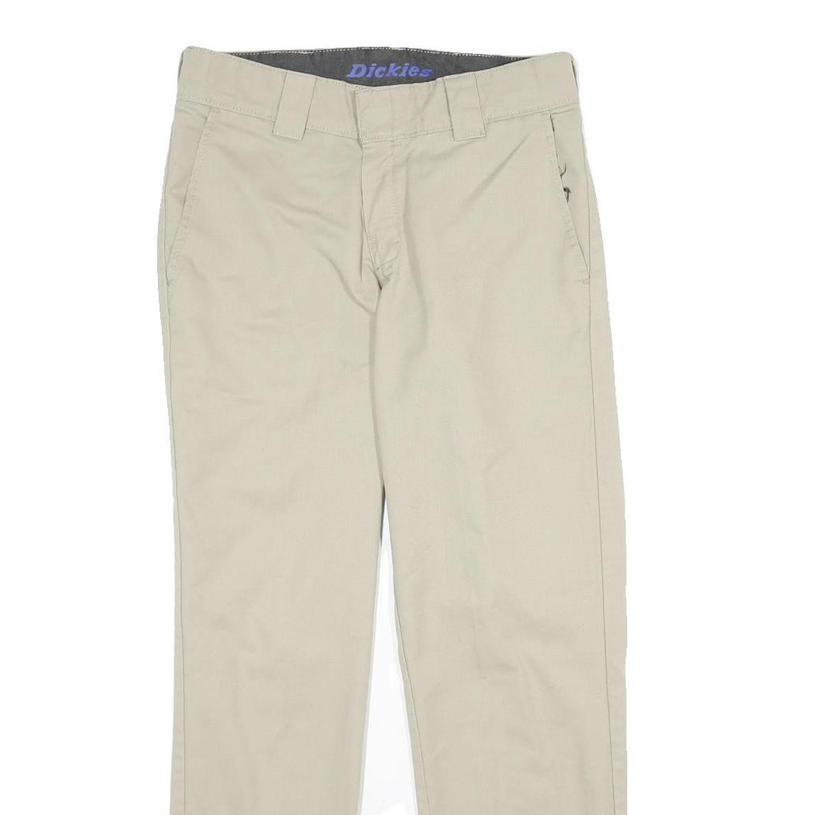 DICKIES Mens Beige Regular Fit Straight Leg Trousers W29 L30 Workwear Zip