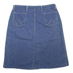WRANGLER Womens Blue Denim Button Front Midi Cotton Skirt M Stylish Casual