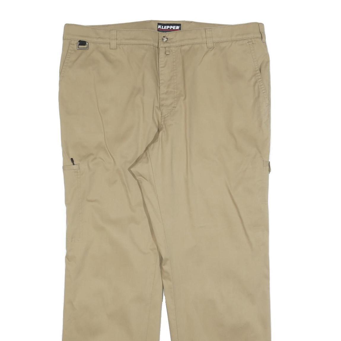 KLEPPER Mens Cotton Blend Beige Regular Fit Straight Leg Trousers W40 L32