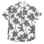 Mens White & Black Palm Tree Short Sleeve Shirt XL Lightweight Summer Casual
