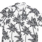 Mens White & Black Palm Tree Short Sleeve Shirt XL Lightweight Summer Casual