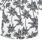 Mens White & Black Palm Tree Short Sleeve Shirt XL Lightweight Summer Casual