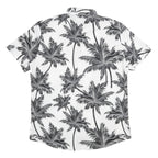 Mens White & Black Palm Tree Short Sleeve Shirt XL Lightweight Summer Casual