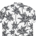 Mens White & Black Palm Tree Short Sleeve Shirt XL Lightweight Summer Casual
