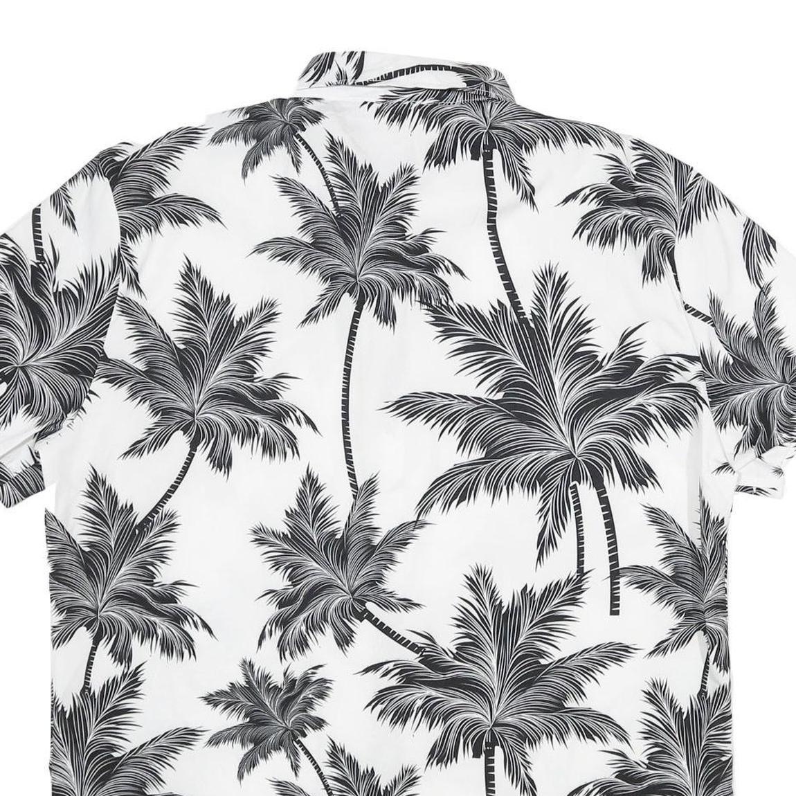 Mens White & Black Palm Tree Short Sleeve Shirt XL Lightweight Summer Casual