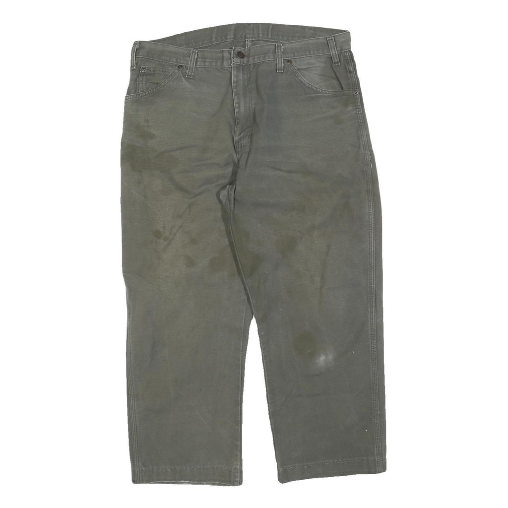 DICKIES Mens Jeans Green Relaxed Straight Denim W36 L25 Casual Workwear