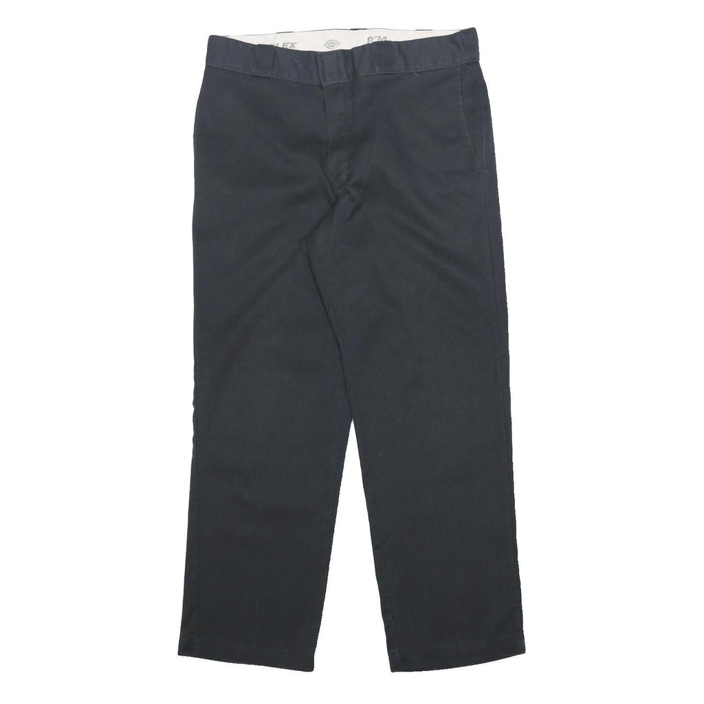 DICKIES Mens Cotton Blend Black Regular Straight Trousers W34 L30 Workwear Zip