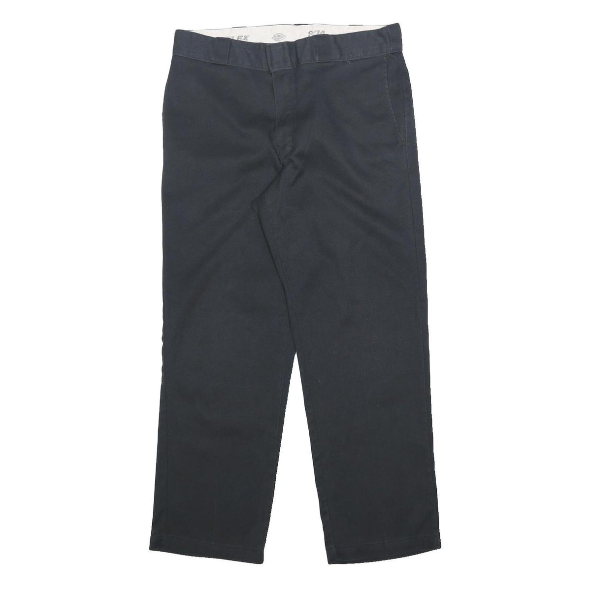 DICKIES Mens Cotton Blend Black Regular Straight Trousers W34 L30 Workwear Zip