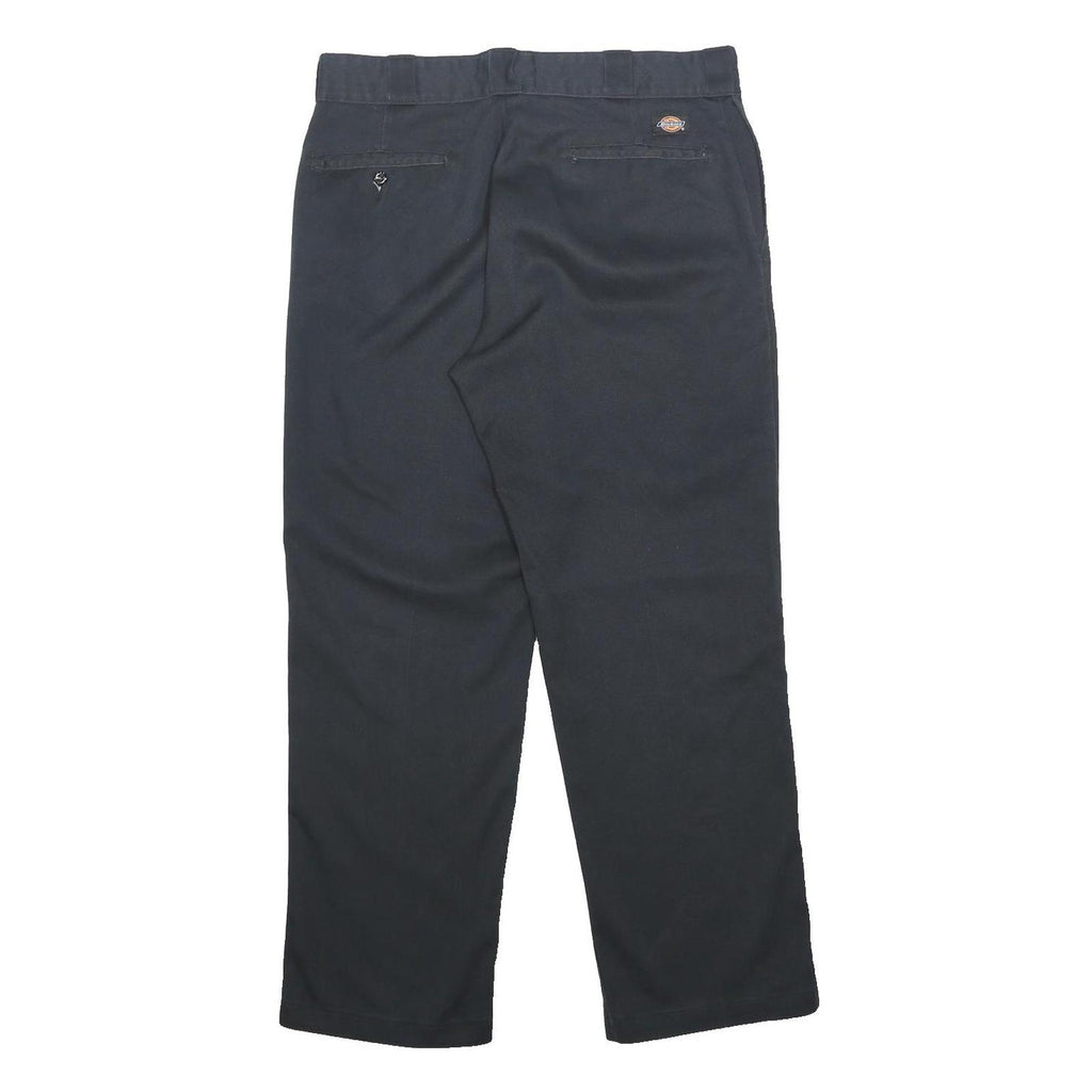 DICKIES Mens Cotton Blend Black Regular Straight Trousers W34 L30 Workwear Zip