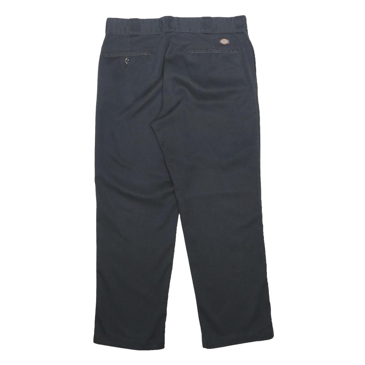 DICKIES Mens Cotton Blend Black Regular Straight Trousers W34 L30 Workwear Zip