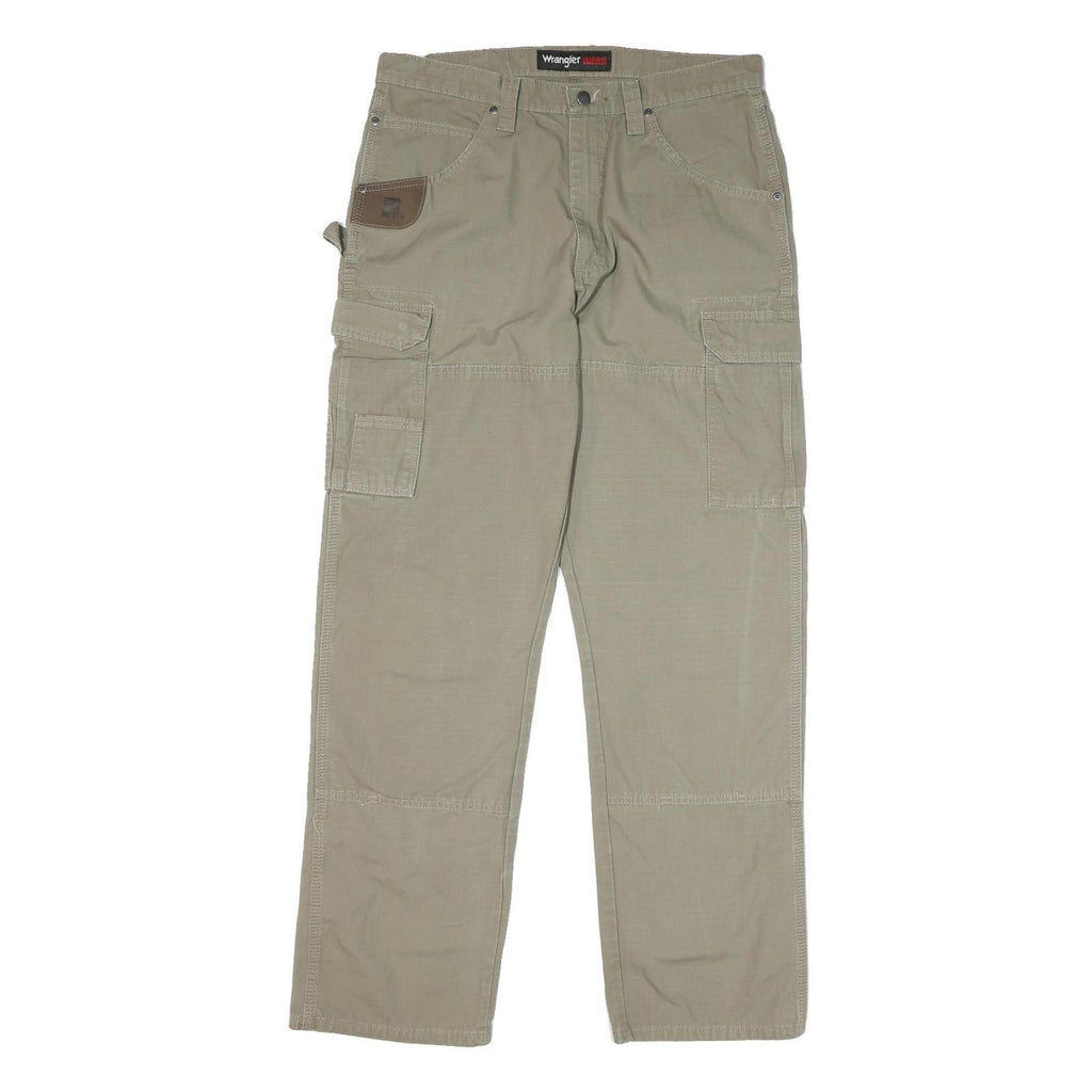 WRANGLER Mens Beige Cotton Blend Regular Straight Trousers W35 L34 Utility Cargo