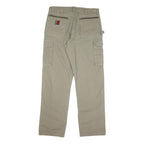 WRANGLER Mens Beige Cotton Blend Regular Straight Trousers W35 L34 Utility Cargo