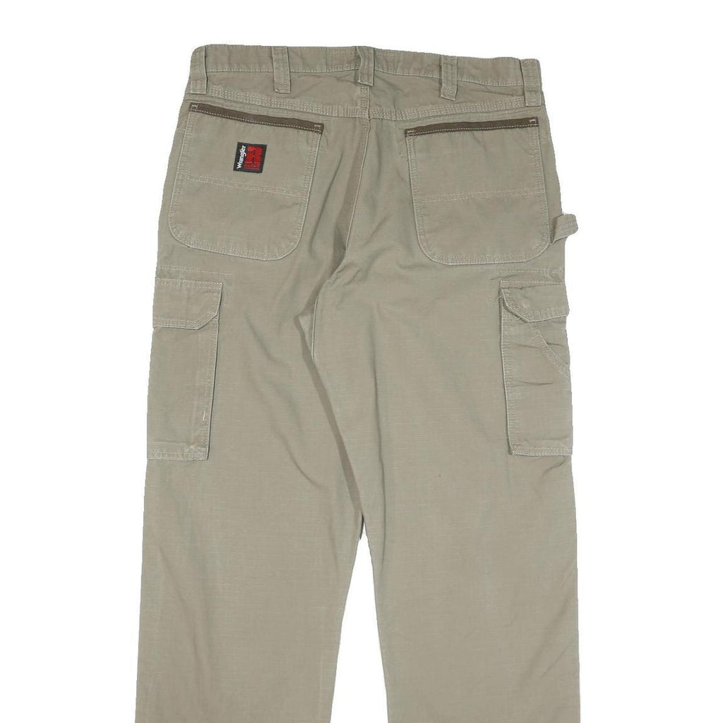 WRANGLER Mens Beige Cotton Blend Regular Straight Trousers W35 L34 Utility Cargo