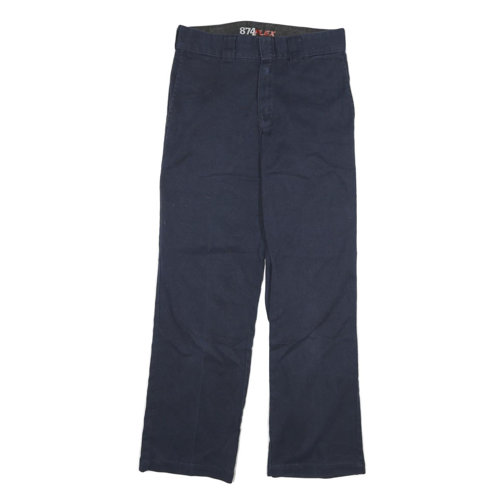 DICKIES Mens Cotton Blend Navy Regular Fit Straight Leg Trousers W28 L30