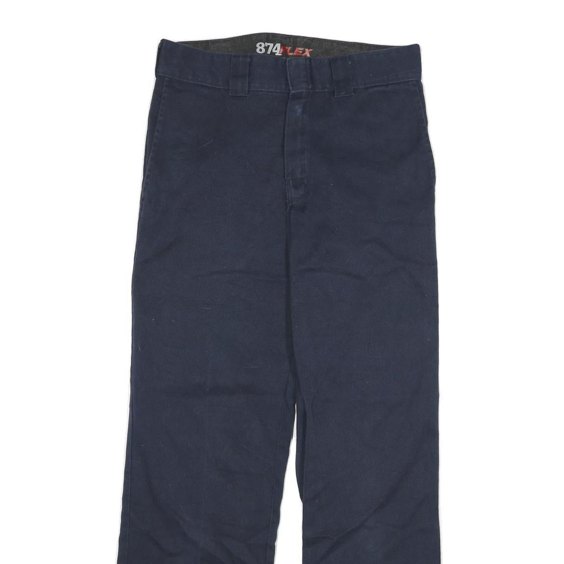 DICKIES Mens Cotton Blend Navy Regular Fit Straight Leg Trousers W28 L30