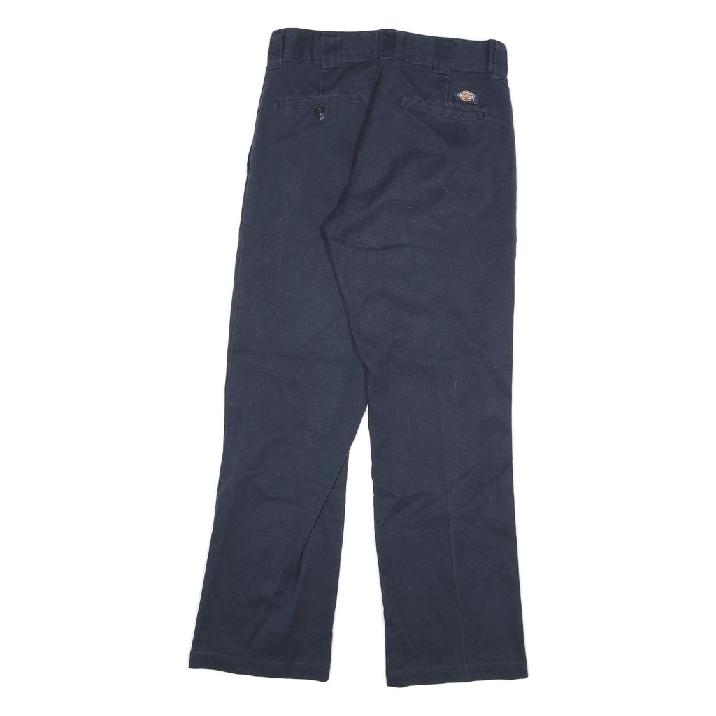 DICKIES Mens Cotton Blend Navy Regular Fit Straight Leg Trousers W28 L30