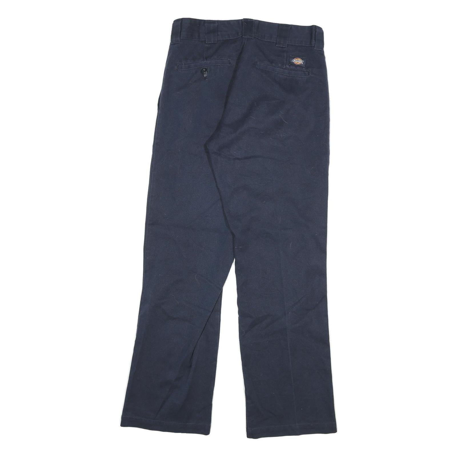 DICKIES Mens Cotton Blend Navy Regular Fit Straight Leg Trousers W28 L30