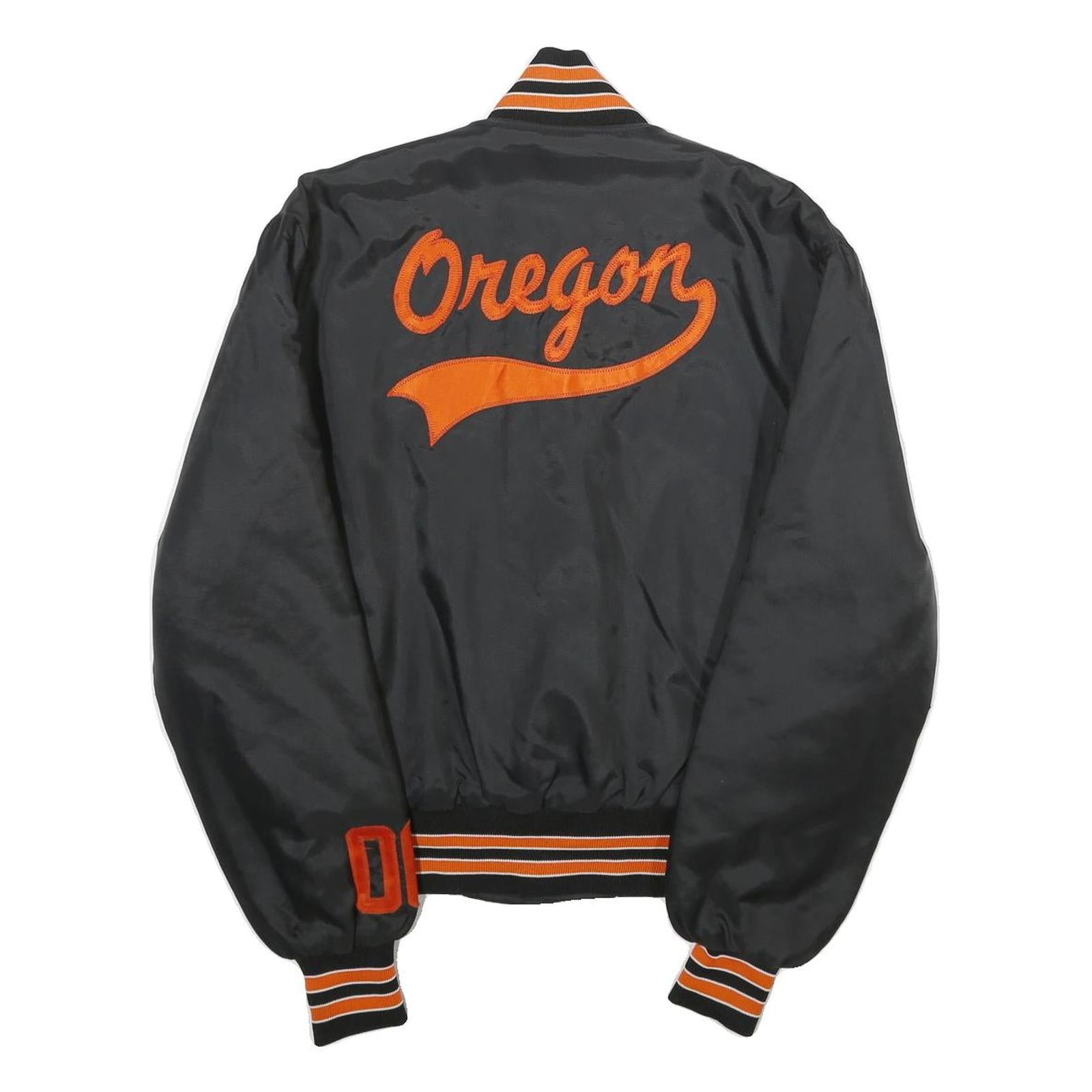 JOSTEN'S Mens Black & Orange Panthers Softball Varsity Jacket M Nylon Button