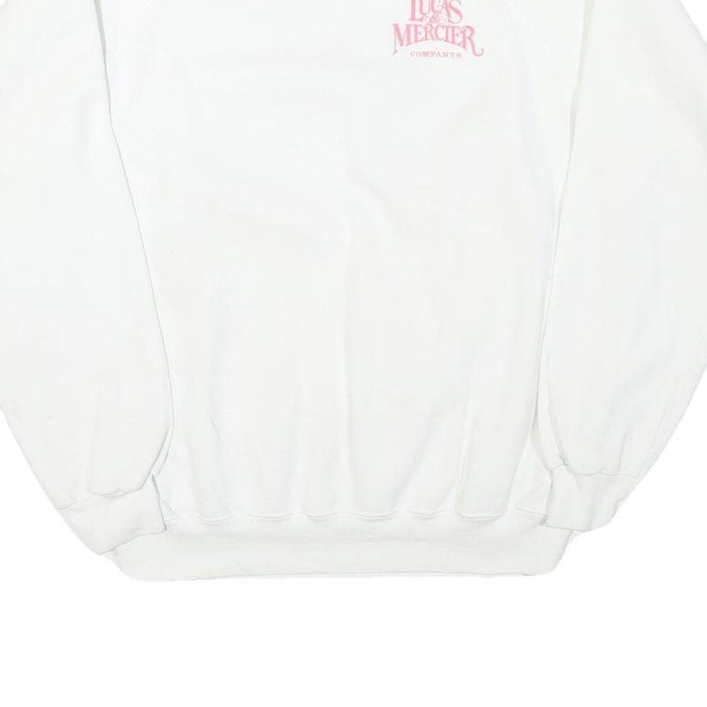 HANES Mens White Cotton Blend Sweatshirt XL Lucas & Mercier Company Printed Crew