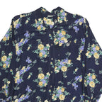 GARRY Womens Navy Blue Floral Print Shirt Long Sleeve Collared XL Button Up