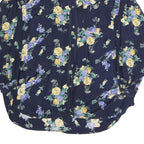 GARRY Womens Navy Blue Floral Print Shirt Long Sleeve Collared XL Button Up