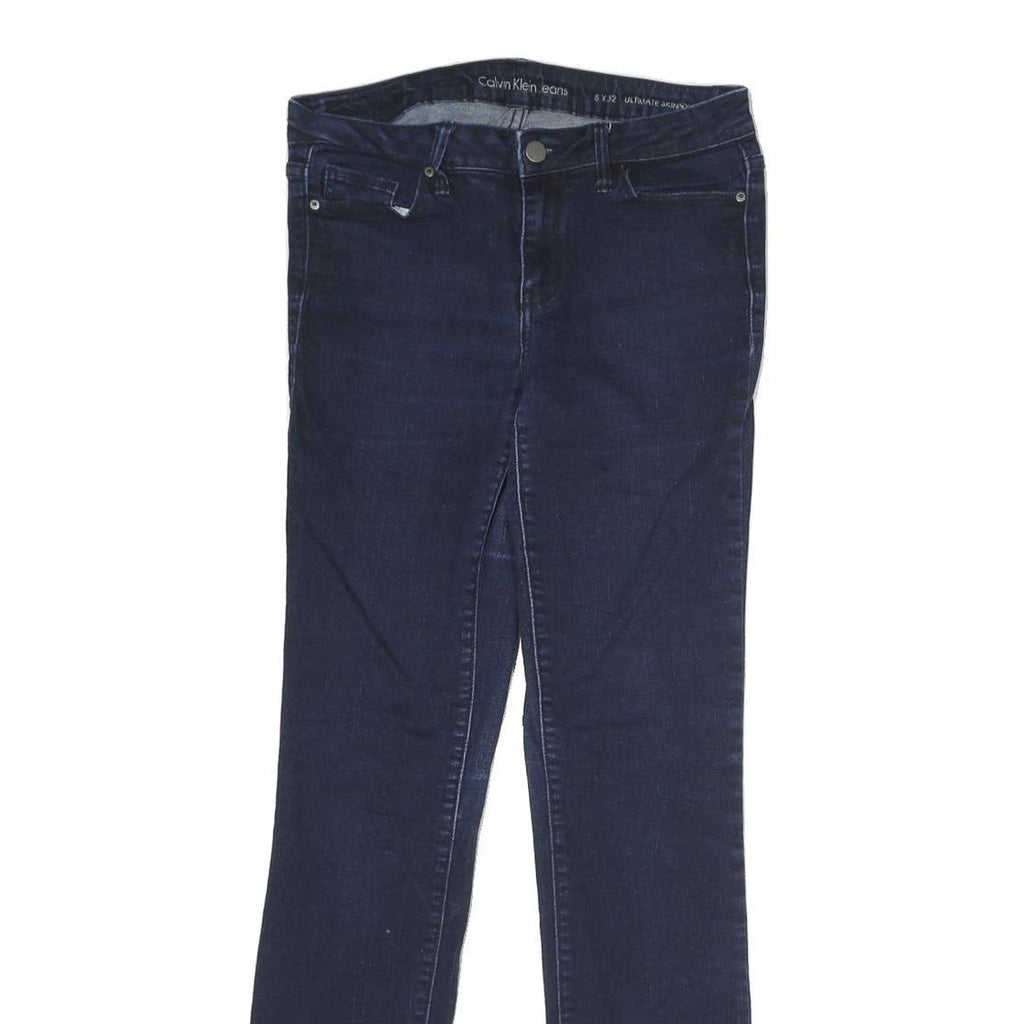 CALVIN KLEIN JEANS Mens Slim Skinny Denim Dark Blue W28 L32 Zip Cotton Blend