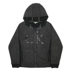 CALVIN KLEIN JEANS Mens Grey Hoodie Full Zip M CK Logo Casual Cotton Blend