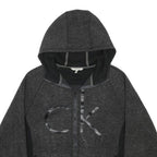 CALVIN KLEIN JEANS Mens Grey Hoodie Full Zip M CK Logo Casual Cotton Blend